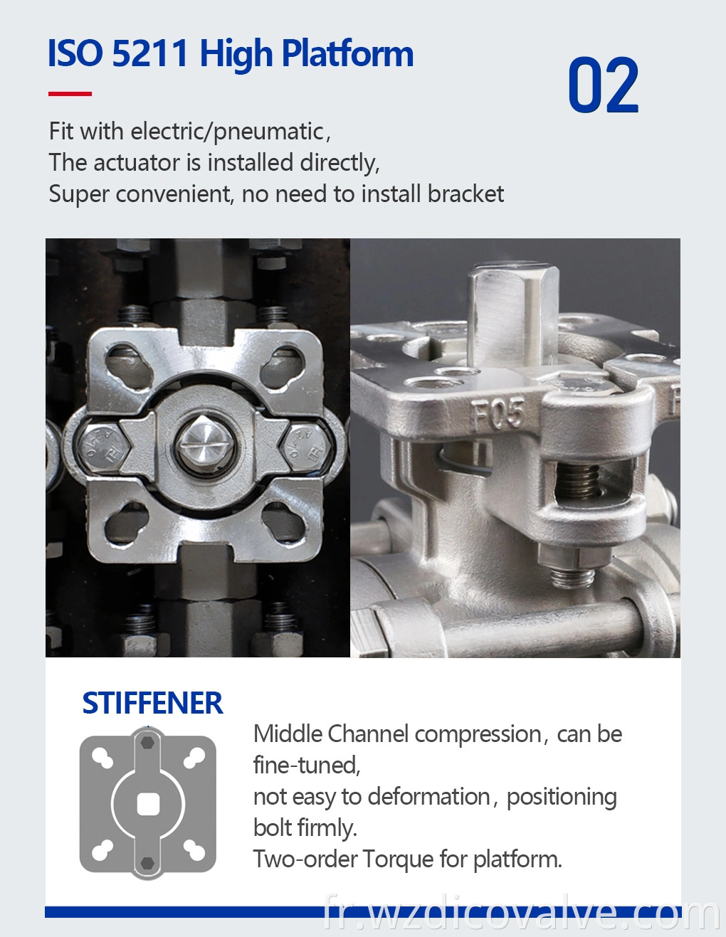 DICO Industrial Equipment & Components chaussette soudure CF8M avec vanne à billes ISO5211 PAD 3PC